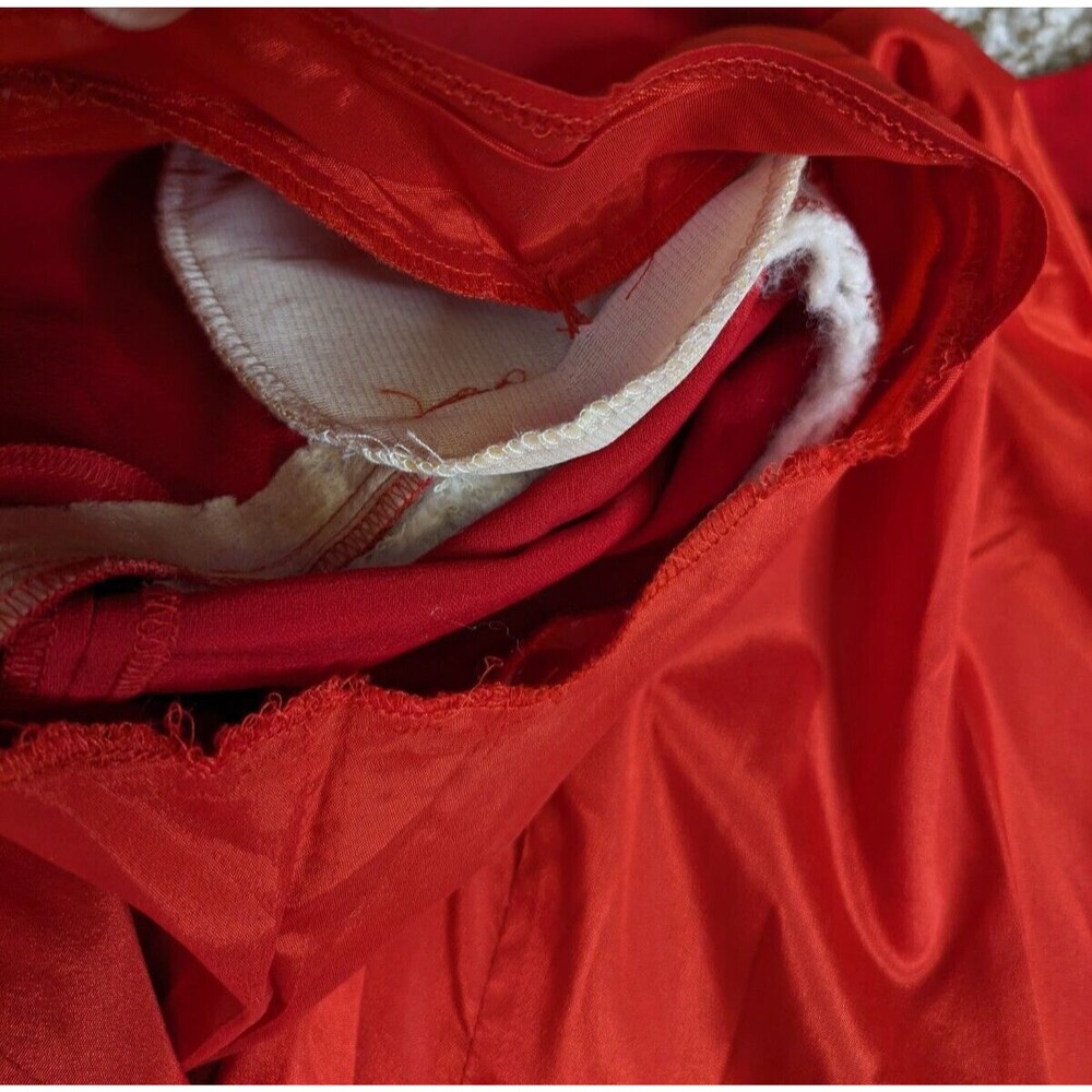 Vintage Rena Lange Dress Size 8 Red Long Sleeve Crepe Moonbeam Inset Patch - Picture 9 of 15